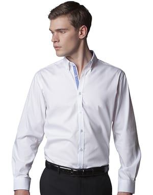 Kustom Kit KK190 - Camisa Manga Larga Oxford en Contraste