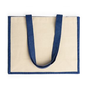 NANTES Bag in laminated jute with long handles and both sides in cotton - EgotierPro BO7110