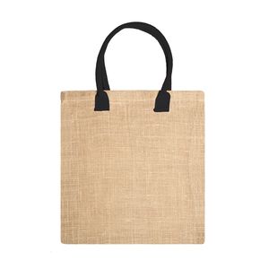 NIMES Bolsa de yute natural con asas reforzadas de algodón a color - EgotierPro BO7149