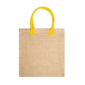 NIMES Bolsa de yute natural con asas reforzadas de algodón a color - EgotierPro BO7149