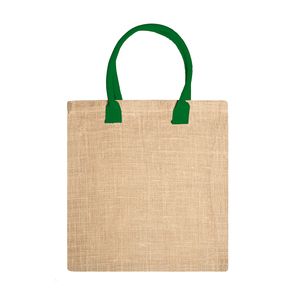 NIMES Bolsa de yute natural con asas reforzadas de algodón a color - EgotierPro BO7149