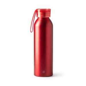 LEWIK Recycled aluminium bottle with cap and matching carrying strap - EgotierPro BI4212
