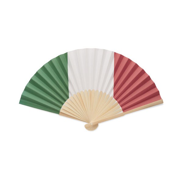 FUNFAN Bamboo Hand Fan with Decorative Flag Design - GiftRetail MO2244