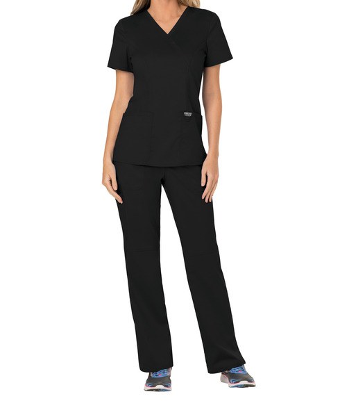 Cherokee CHWWE610 - Elegant Ladies Twill Wrap Top with Pockets
