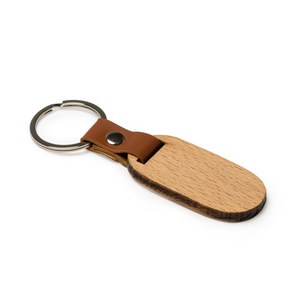 Claps 46166 - Darmstadtio Elegant Natural Wood Keychain with Leatherette