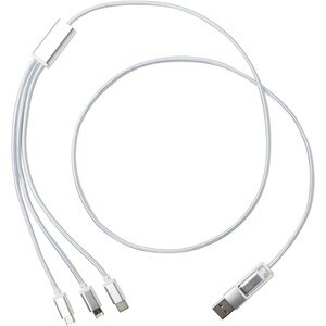 Cable de carga 5 en 1 de aluminio reciclado "Versatile" - EgotierPro 124386