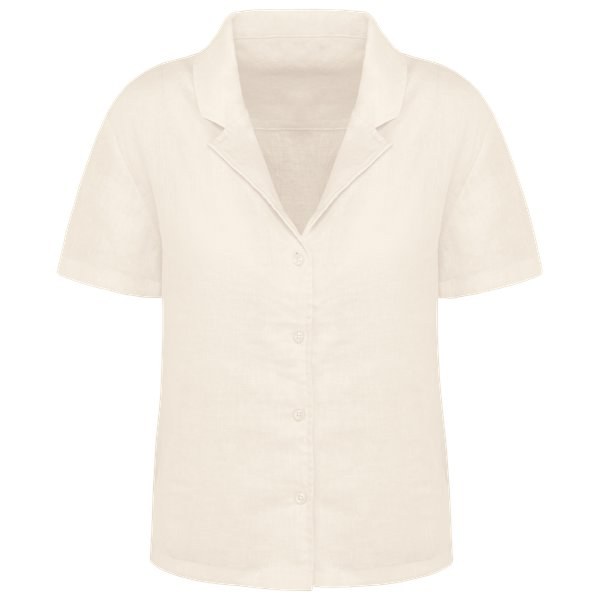 Spasso SP523 - Ladies Linen Bowling Collar Short-Sleeved Shirt