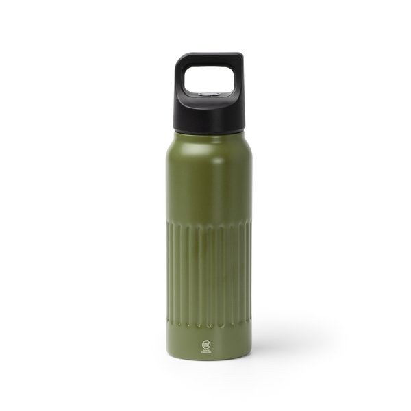 Stamina BI2014 - MORONI Double-walled bottle made from recycled 304 stainless steel with a bevelled surface in the lower section