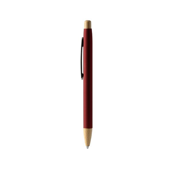 Stamina BL1505 - VERSO Rubber-finish metallic pen with push-button and bamboo details