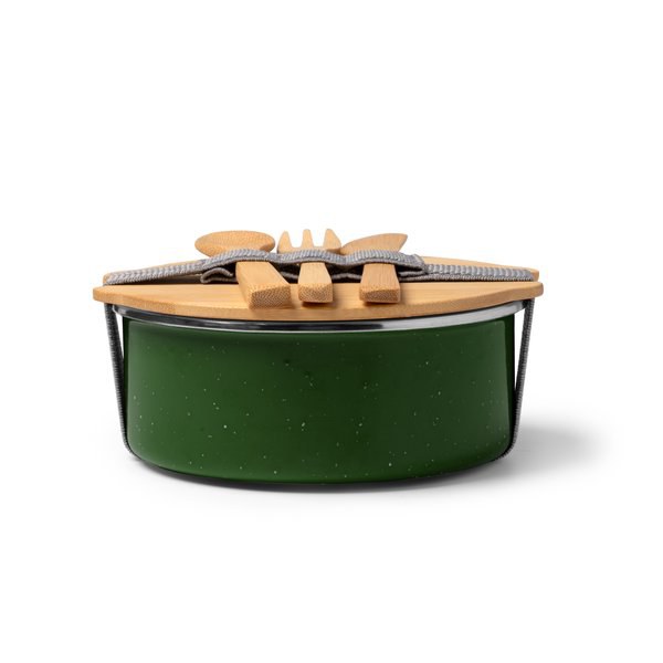 Stamina FI1646 - EVELIN Ceramic-coated metalllic lunch box with bamboo lid and elastic tightening strap
