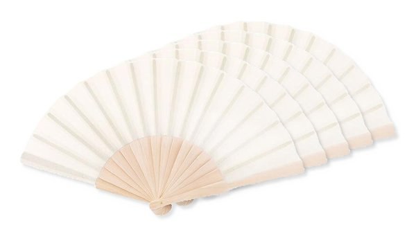 Pack of 5 GiftRetail MO9532 - FANNY WOOD Elegant Wooden Hand Fan with Polyester Fabric
