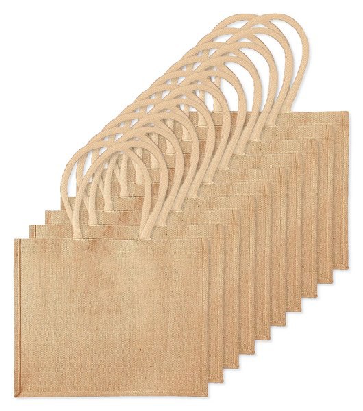 Pack of 25 Westford mill WM412 - Eco-Friendly Burlap Tote with Cotton Handles