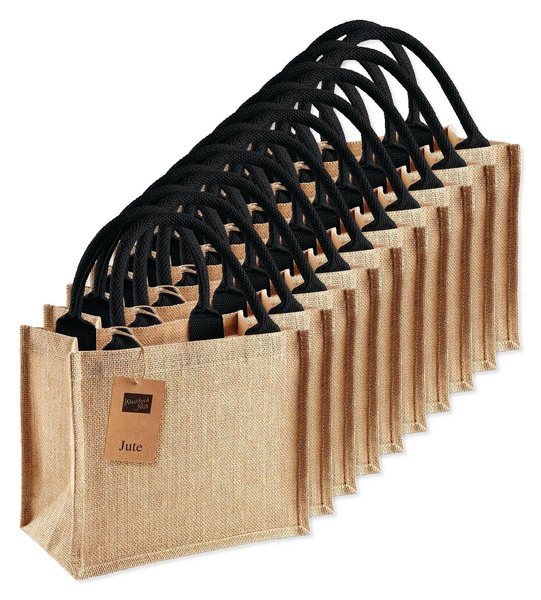 Pack of 75 Westford mill WM412 - Eco-Friendly Burlap Tote with Cotton Handles
