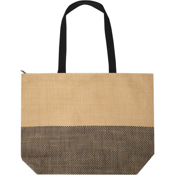 Rhythm straw paper large zipped tote bag 21L - EgotierPro 130156