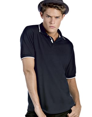 B&C Safran Sport - Polo piqué cuello rayado Polo Manga Corta Hombre