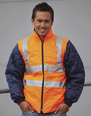 Yoko HV008SL - Chaqueta acolchada con mangas extraíbles Hi-Vis Uniforme de Trabajo