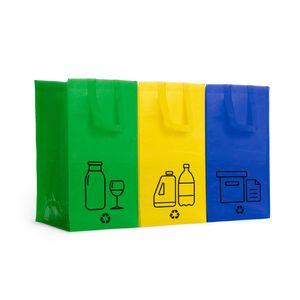 Stamina BO7147 - VOLGA Set de 3 bolsas de reciclaje realizadas en resistente pp-woven laminado mate con velcros laterales y asas reforzadas