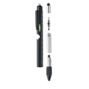 RETOOL Multifunctional Stainless Steel Pen with LED and Ruler - GiftRetail MO2072