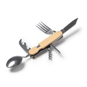 Stamina CU1242 - DIYON Set de cubiertos multiusos con cuerpo de bambú y accesorios en acero inoxidable