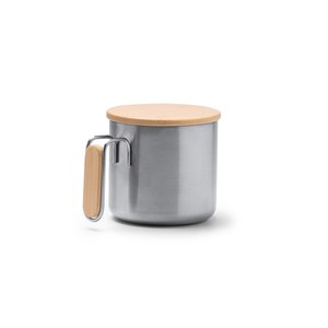Stamina TZ1264 - RIMOR Taza de acero inoxidable 304 reciclado con detalle de bambú en el asa