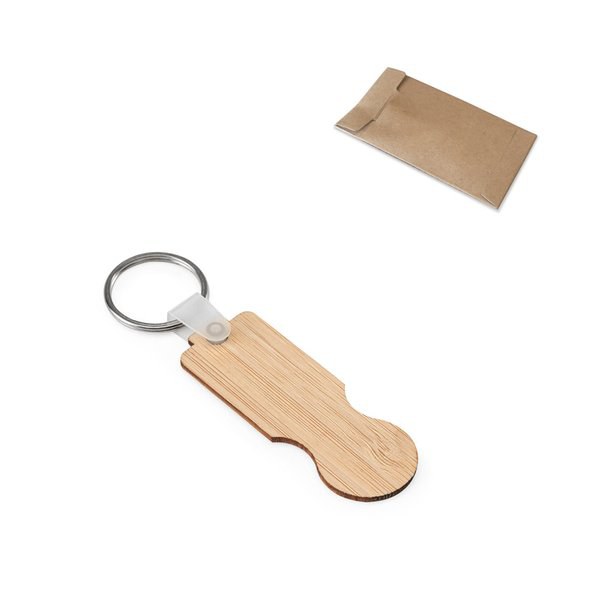 Bamboo key ring with coin-shaped end - Egotier 95116