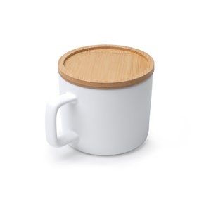 Stamina TZ1841 - MOLOK Matte ceramic mug and lid with bamboo coaster function