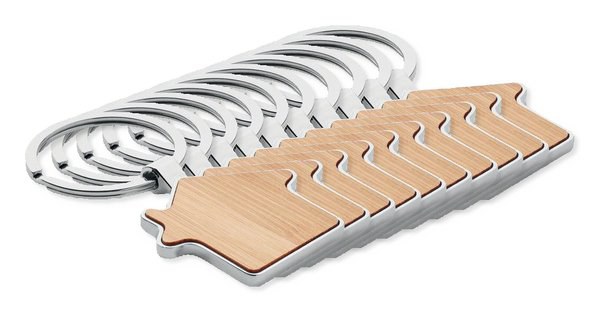 Pack de 100 GiftRetail MO9949 - BURNIE Llavero casa y bambú