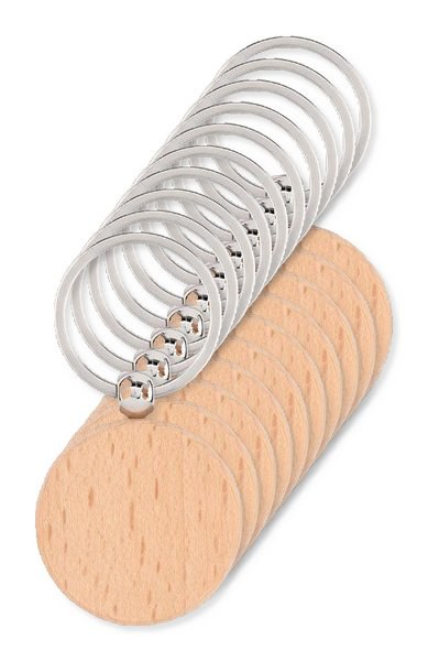 Pack de 10 GiftRetail MO9773 - TOTY WOOD Llavero redondo