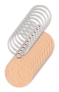 Pack de 100 GiftRetail MO9773 - TOTY WOOD Llavero redondo