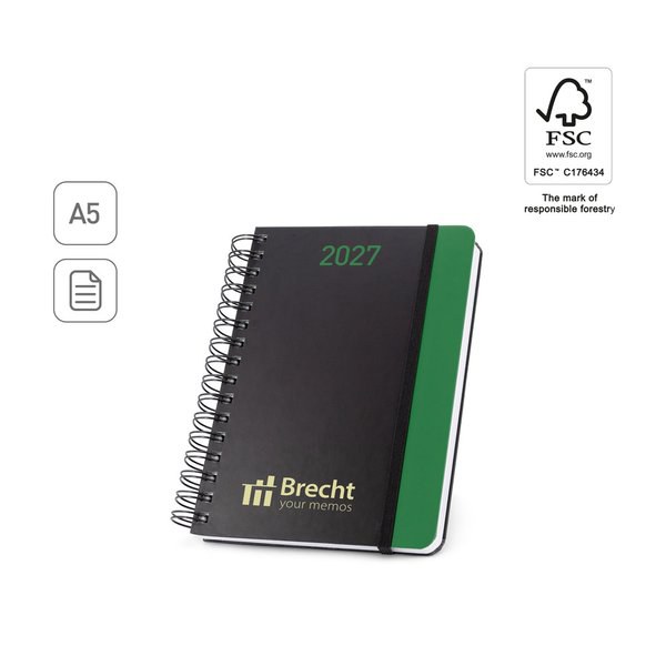 Agenda A5 en papel 100% reciclado y acabado mate