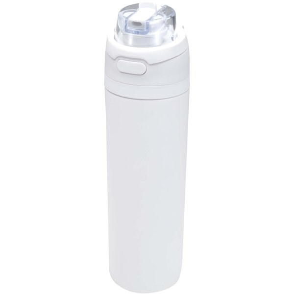 Botella de agua Theron de 800 ml de acero inoxidable de pared simple reciclado (RCS), con tapa de doble función y pajita abat