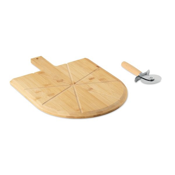 NAPOLITANA Bamboo pizza board & cutter - GiftRetail MO3202