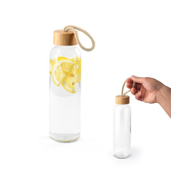 Botella de vidrio de 520 ml con tapa de bambú - Egotier 94449